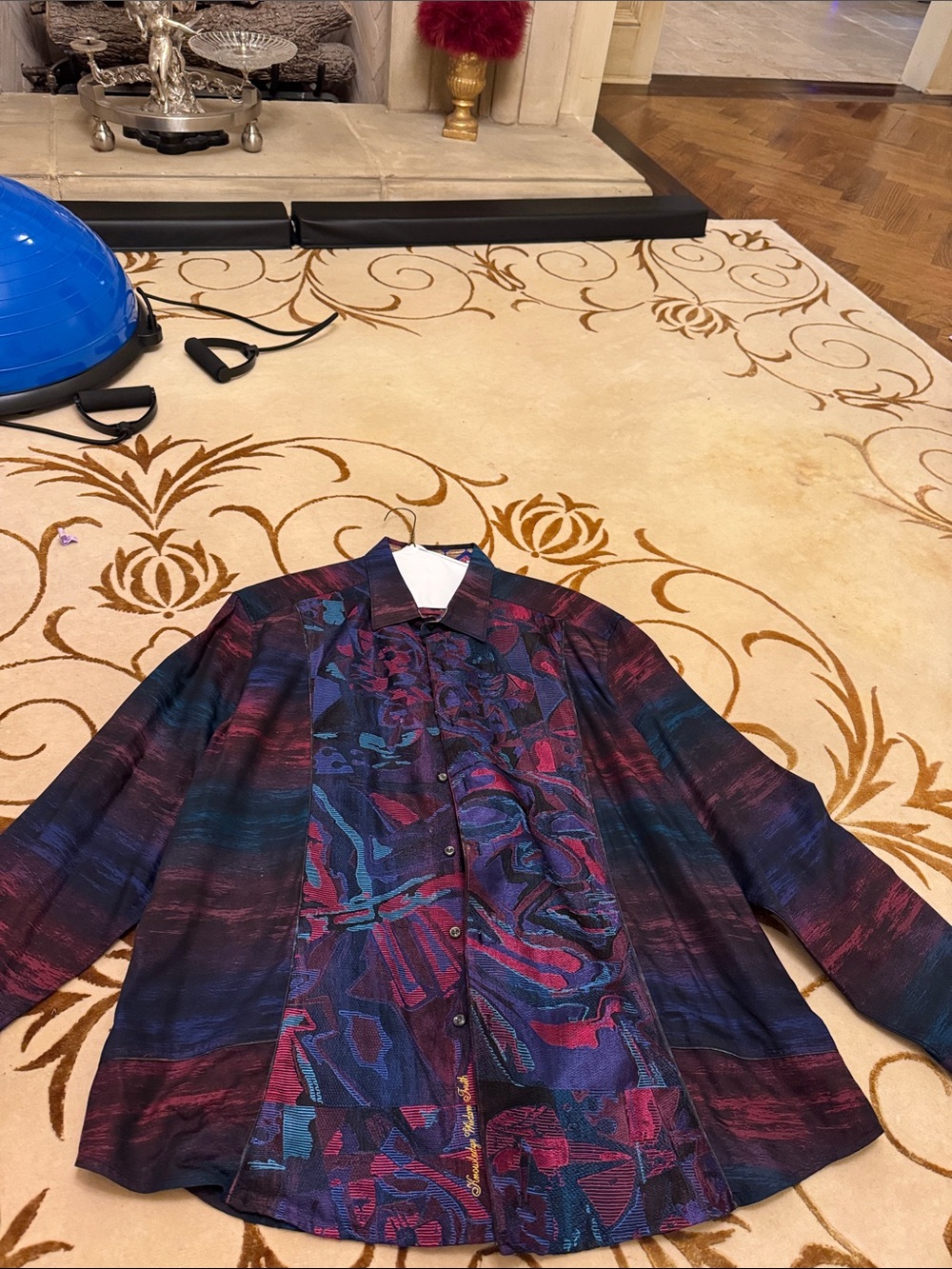 Robert Graham Men's Multi-Color Dress Shirt Jacket in Blue and Purple Tones